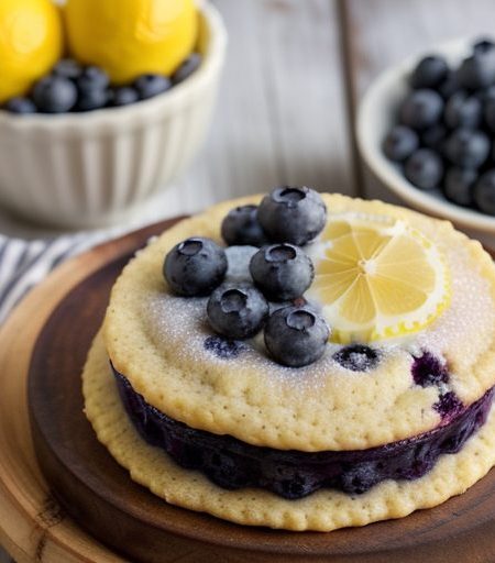 Cornmeal-Pecan Shortcakes With Lemon Curd & Blueberries recipe image