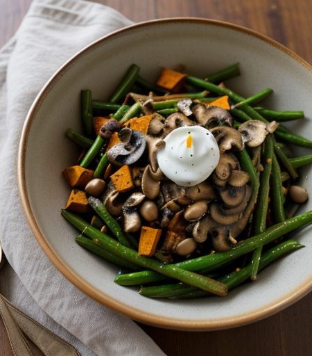Country Sweet Potato, Mushroom and Haricots Verts Salad recipe image