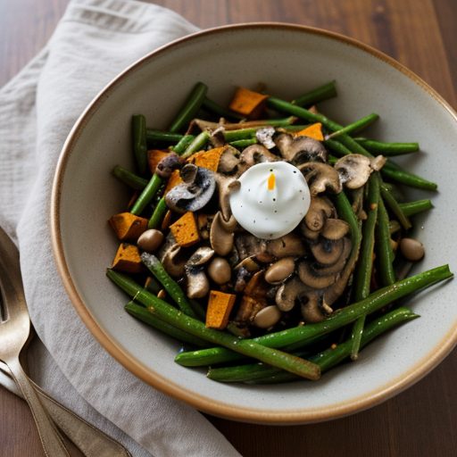 Country Sweet Potato, Mushroom and Haricots Verts Salad recipe image