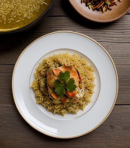 Crab Pilau (Braised Rice W/ Crab & Coconut Mi recipe image