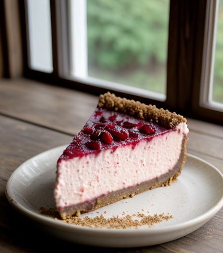 Cranberry Cheesecake With Walnut Crust recipe image
