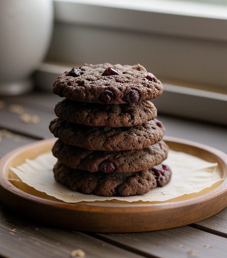 Cranberry Dried Chocolate Oatmeal Cookies recipe image
