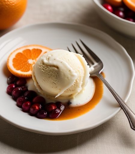 Cranberry Orange Compote With Vanilla Ice Cream - Bon App recipe image