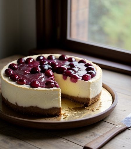 Cranberry Swirl Cheesecake recipe image