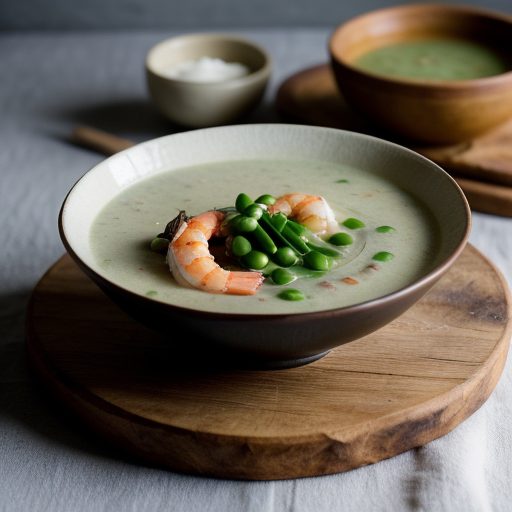 Cream of Snow Pea Soup With Shrimp - Bon Appetit recipe image