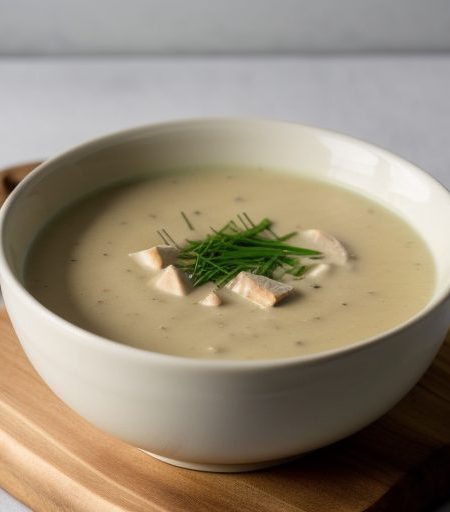 Cream of Walla Walla Sweet Soup With Garlic Chives recipe image