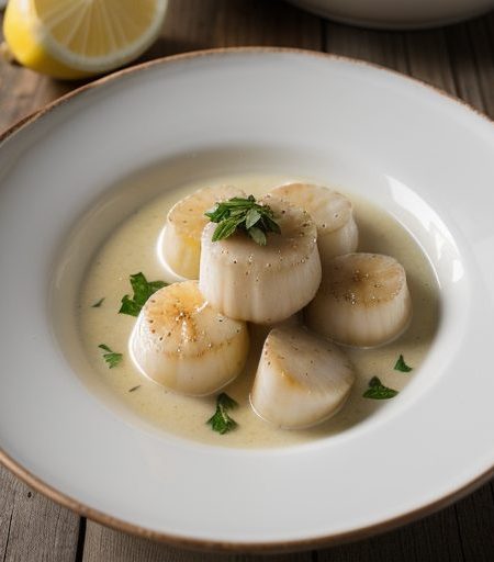 Creamed Scallops in Wine Sauce (Coquilies St. Jacques recipe image