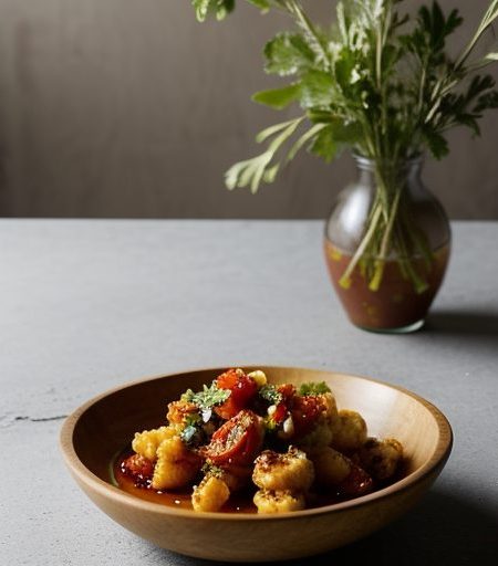Creole Calamari With Smoked Tomato Sauce and Olive Salad recipe image