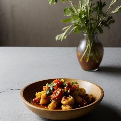 Creole Calamari With Smoked Tomato Sauce and Olive Salad recipe image