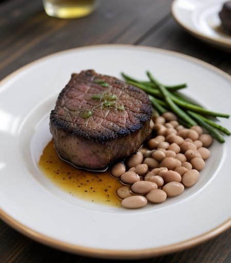 Creole Crusted Rib-Eye Steak With Dirty White Beans recipe image