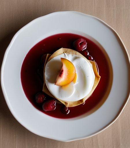 Crepes Filled With Poached Peaches recipe image