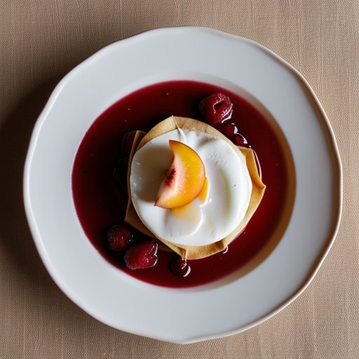 Crepes Filled With Poached Peaches recipe image