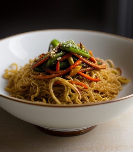 Crisp Fried Noodles & Chili Vegetables recipe image