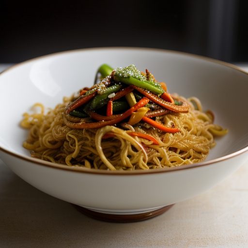 Crisp Fried Noodles & Chili Vegetables recipe image