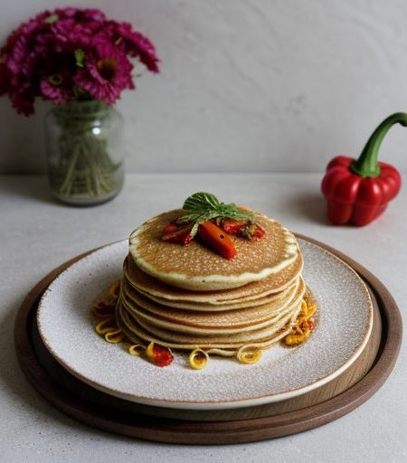 Crisp Pasta Pancake With Spicy Pepper Relish recipe image