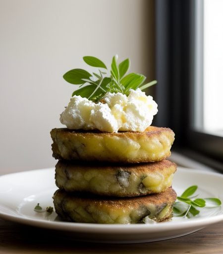 Crisp Potato Cake With Goat Cheese on Seasonal Lettuces recipe image