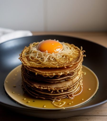 Crispy Noodle Pancakes With Pork Julienned Ve recipe image