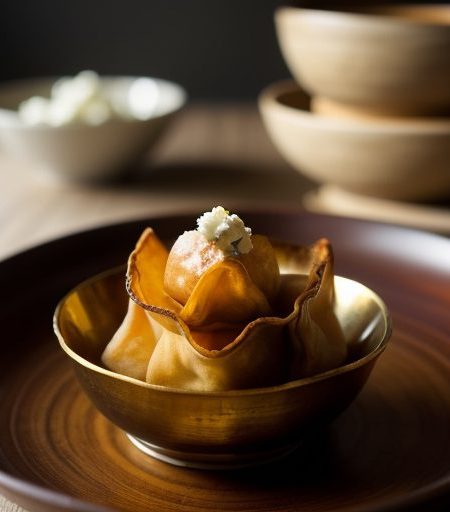 Crispy Yam & Goat Cheese Wontons - Bon Appe recipe image