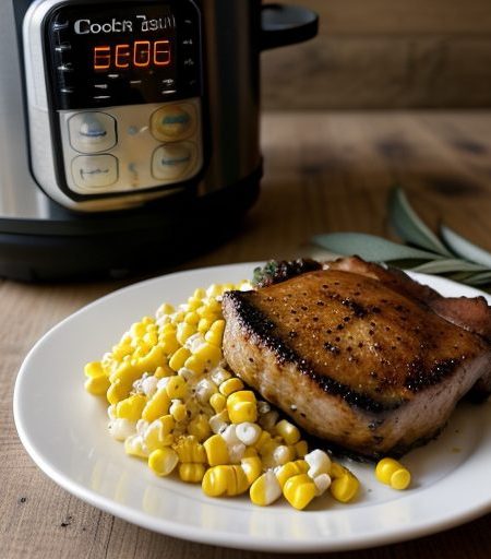 Crockpot Corn Stuffed Pork Chops recipe image