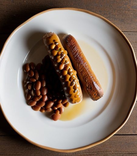 Crown Roast of Frankfurters With Baked Beans recipe image