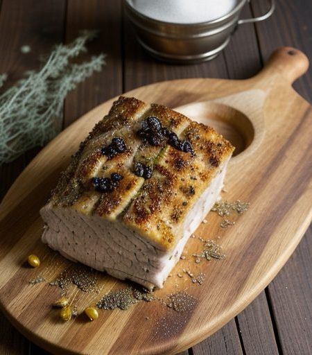 Crown Roast of Pork With Cornbread Hominy Stuffing & Chil recipe image