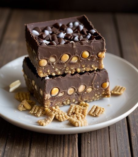 Crunchy Chocolate Peanut Butter Bars recipe image