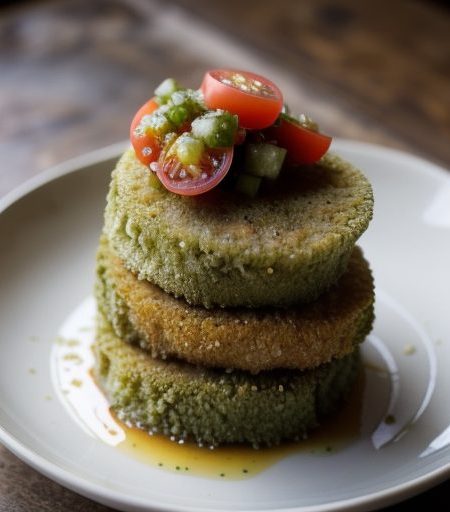 Crunchy Fried Green Tomatoes With Fresh Tomato Salsa recipe image