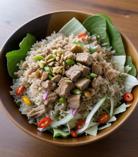 Crunchy Pork and Rice Salad recipe image