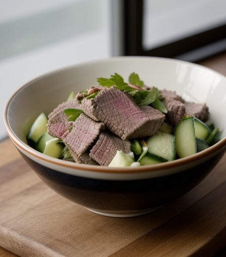 Cucumber-Lemon Beef Salad recipe image