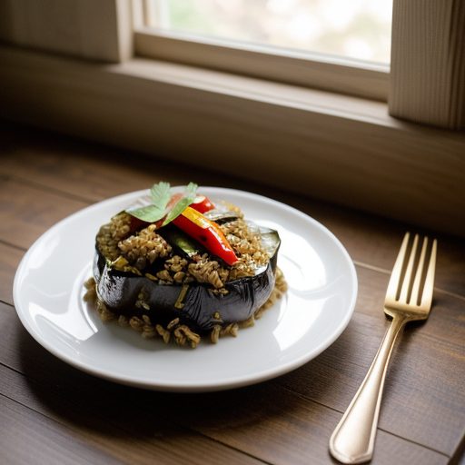 Cumin Rice With Eggplant and Peppers recipe image