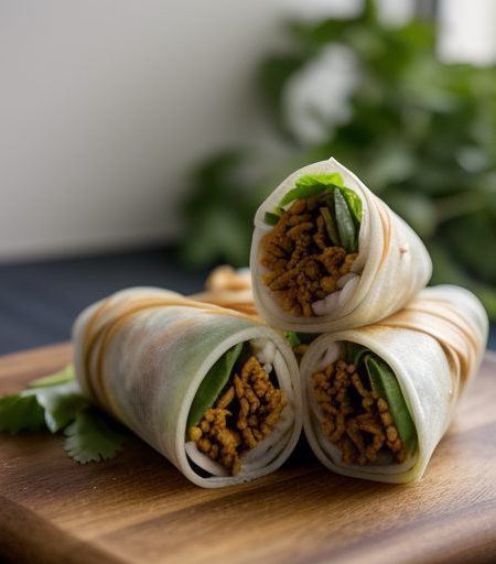 Curried Chicken Spring Rolls recipe image