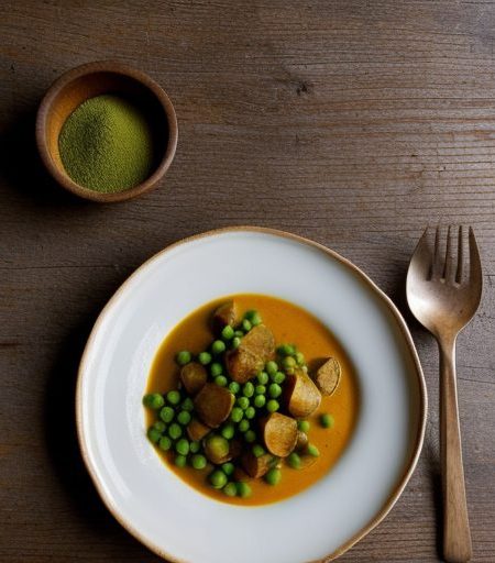 Curried Potatoes & Peas (Aloo Matar Rasedaa recipe image