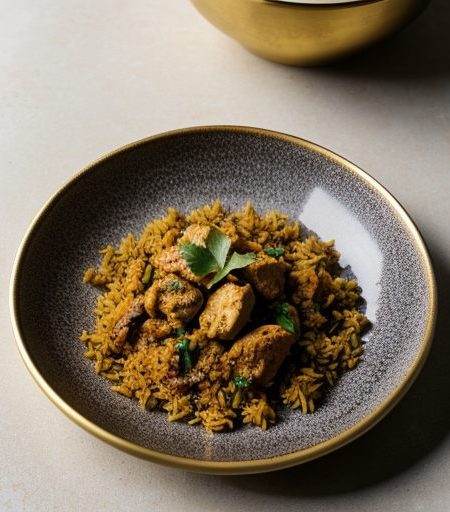 Curried Rice With Chicken & Walnuts recipe image