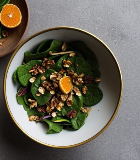 Curried Spinach~ Walnut & Orange Salad recipe image