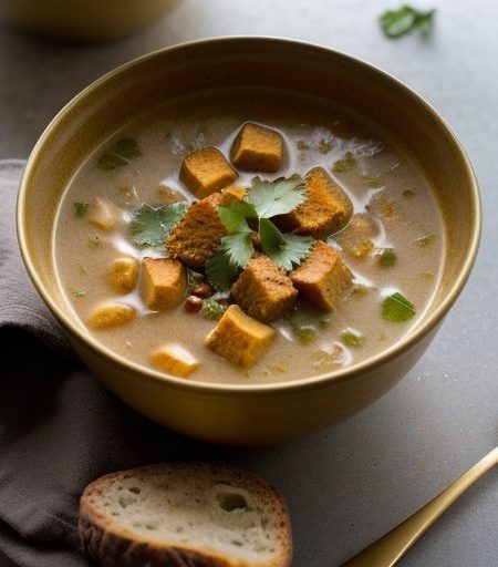Curry Crookneck Soup With Croutons recipe image