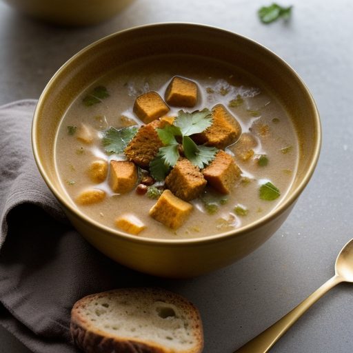 Curry Crookneck Soup With Croutons recipe image
