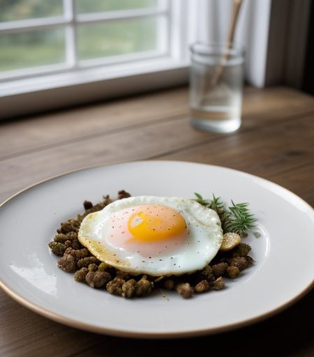 Danish Hash With Fried Eggs (Biksemad recipe image