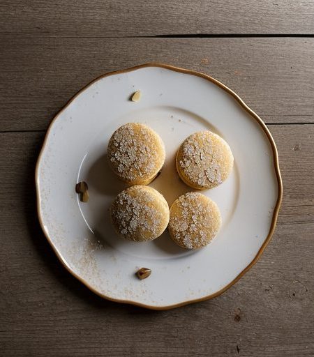 Dark Almond Macaroons Covered With Pine Nuts recipe image