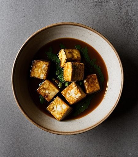 Deep-Fried Tofu With Peanut Sauce recipe image