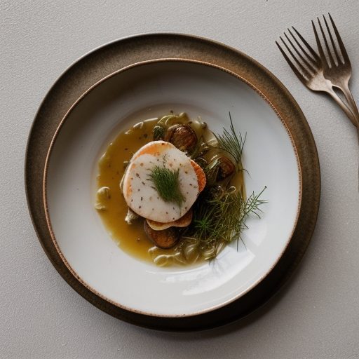 Dill Sauce With Scallops Over Angel Hair Past recipe image