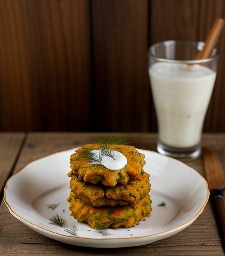 Dilled Carrot Fritters + Dill Creme Fraiche recipe image