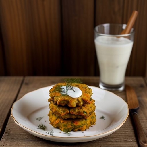 Dilled Carrot Fritters + Dill Creme Fraiche recipe image