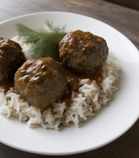 Dilled Meatballs Over Rice recipe image