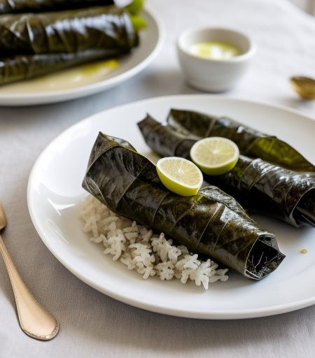 Dolmas (Greek Stuffed Grape Leaves recipe image