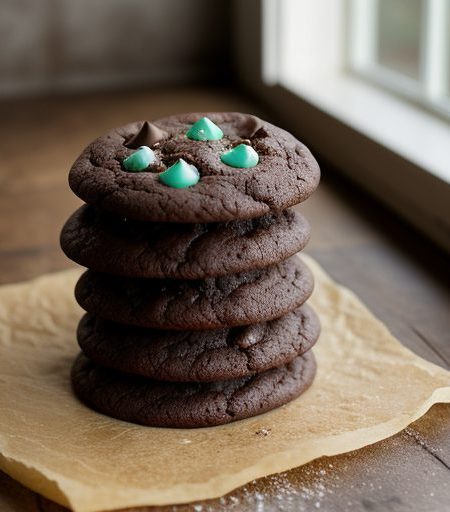 Double Chocolate Mint Chip Cookies recipe image