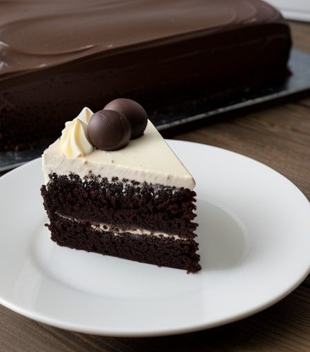 Double Dark Chocolate Cake With White Chocolate Sauce recipe image