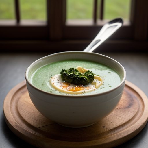 Double-Poached Garlic and Broccoli Soup recipe image