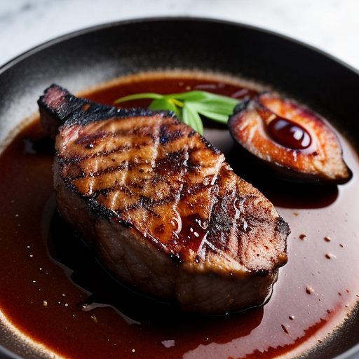 Double Thick Grilled Pork Chop With Ginger Plum BBQ Sauce recipe image