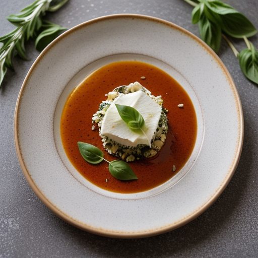 Duck Confetti, Smoked Mozzarella, and Oven Roasted Tomato recipe image