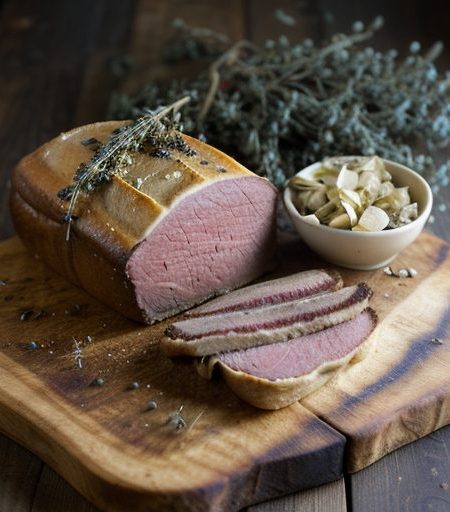 Duck Pastrami on French Bread With Onion Marmalade recipe image